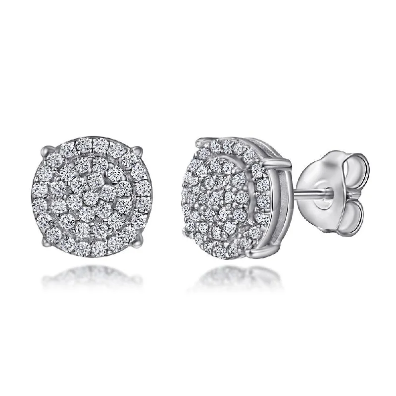 Rhinestone - Embellished Crown - Shaped Stud Earrings for a Princess - Inspired LookClassic Pave Sterling Silver Stud Earrings