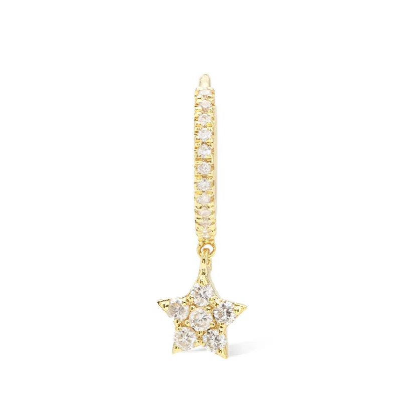 Rose gold hoop earringsPavéd Star Piercing 18K Gold Hoop w. Diamonds