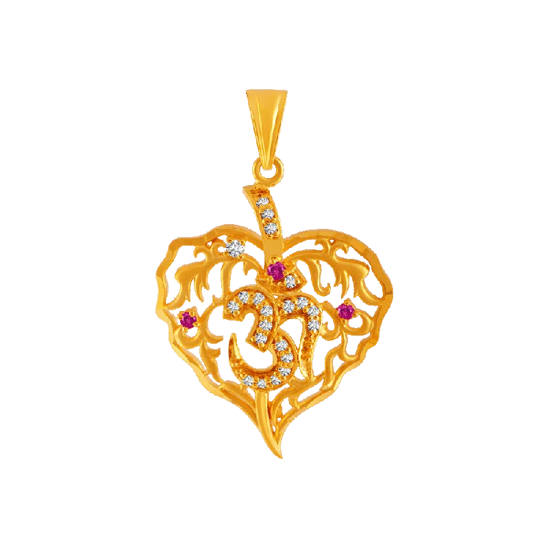 Vintage - Style Women's Diamond Rings with Floral - Engraved Bands and Multiple Diamond Accents22KT Yellow Gold, American Diamond And Ruby Pendant For Women