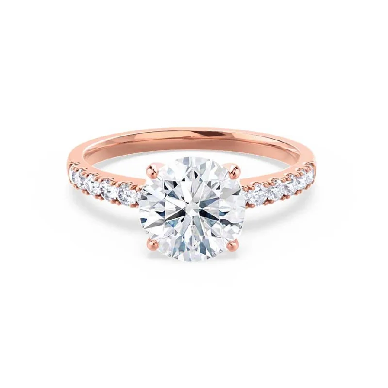 Heart - shaped diamond engagement ring with a hidden halo in 14K rose goldGISELLE - Round Lab Diamond 18k Rose Gold Solitaire Ring