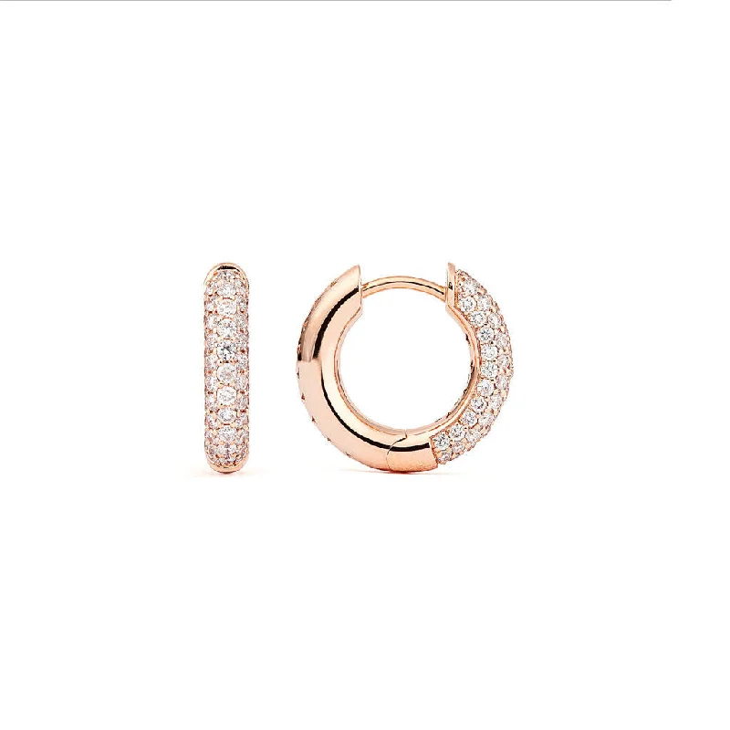 Diamond hoop earringsAbsolute Small (Tight) 18K Rosegold Hoops w. Diamonds