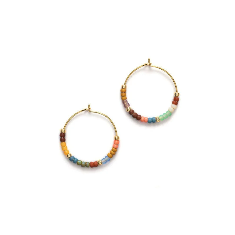 Silver hoop earringsDusty Eldorado Gold Plated Hoops w. Mixed coloured Beads