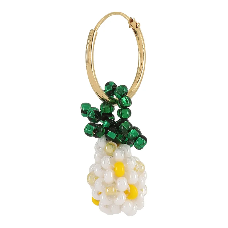 Beaded hoop earringsMini Pineapple Earring Gold Plated, Mixed coloured Beads