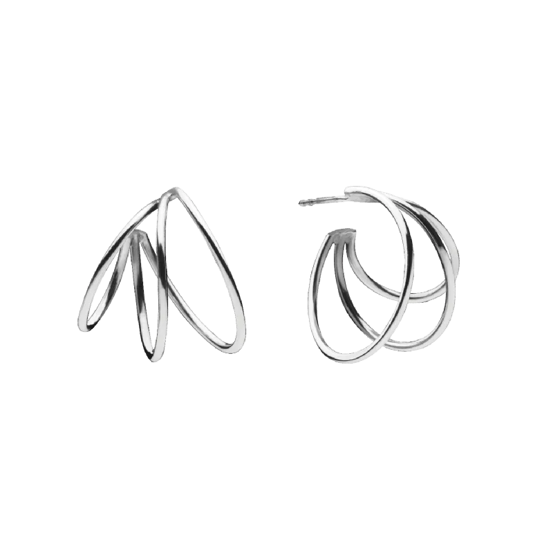 Beaded hoop earringsTriple Hoop Earrings Silver