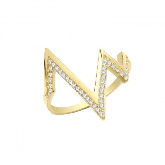 Statement - Making Fashion Rings in Gold - Plated Brass with Oversized Cubic Zirconia Stones9ct Yellow Gold Zirconia Heartbeat Ring RN1616