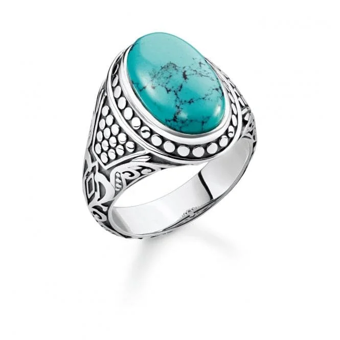 Vintage - Reproduction Fashion Rings in Bronze with Cameo - Style MedallionsThomas Sabo Arizona Turquoise Silver Signet Ring TR2241-878-17