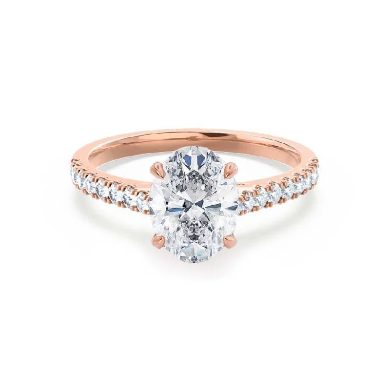 Radiant - cut diamond engagement ring with a bezel - set center stone in 18K yellow goldVIOLA - Oval Lab Diamond 18k Rose Gold Shoulder Set