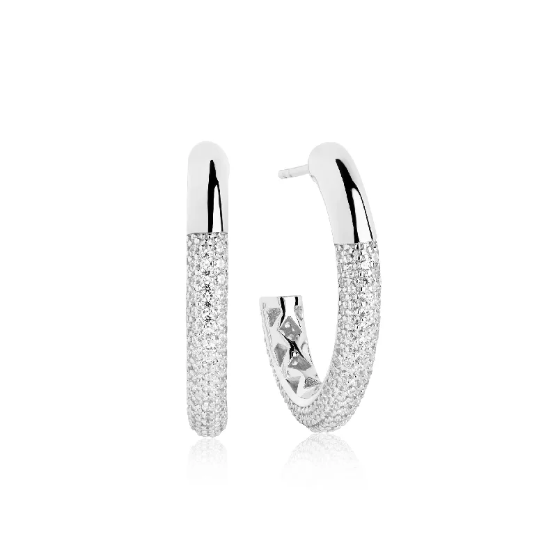 Personalized hoop earringsCannara Grande Silver Hoops w. White Zirconias