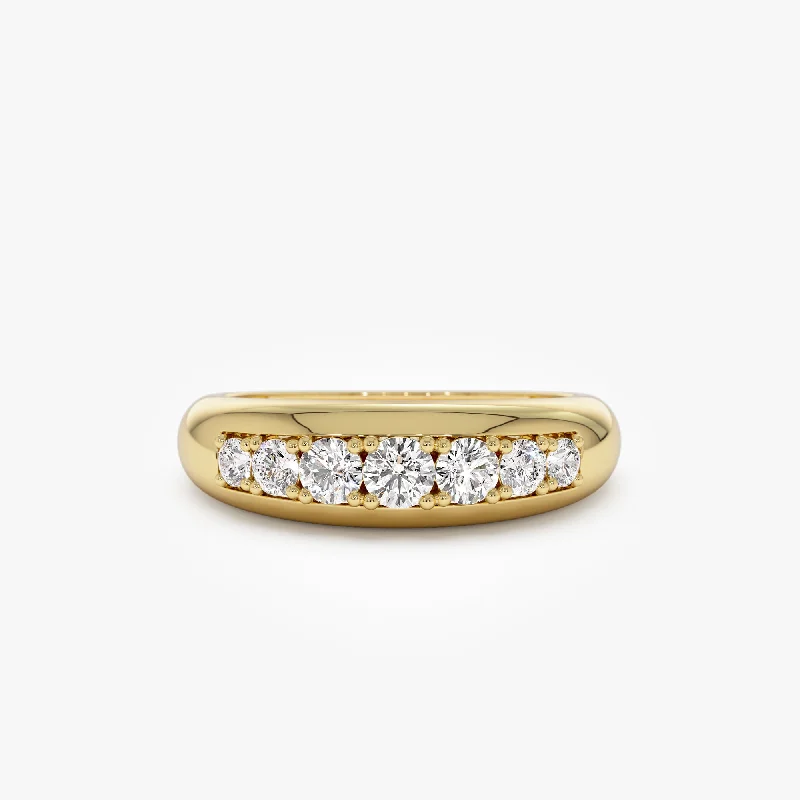 Art Deco - Inspired Women's Diamond Rings with Geometric Designs and Baguette - Cut Diamonds14k Dome Diamond Ring