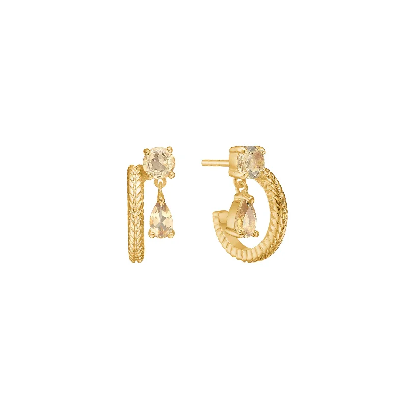 Trendy hoop earringsOlalla 18K Gold Plated Hoops w. Quartz