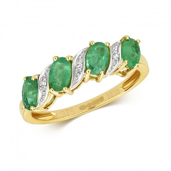 Fashion Rings with Zodiac Symbols in Gold - Filled Metal for a Personalized TouchDiamond & Emerald Ring RD221E