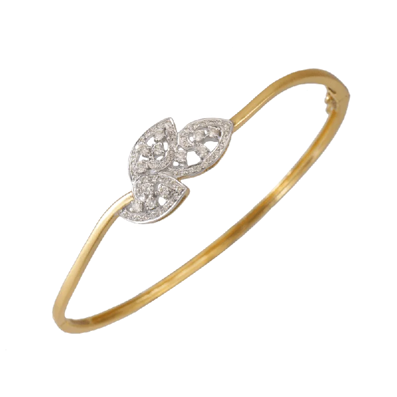 Vintage - Style Women's Diamond Rings with Floral - Engraved Bands and Multiple Diamond Accents18KT (750) Yellow Gold And Diamond Bangle For Women