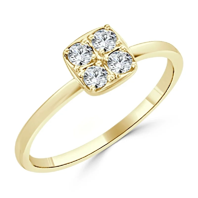 Tennis - Style Women's Diamond Rings with a Continuous Row of Diamonds for a Classic and Versatile LookAuriya 10K Gold Stackable Geometric 1/4ct TDW Diamond Ring