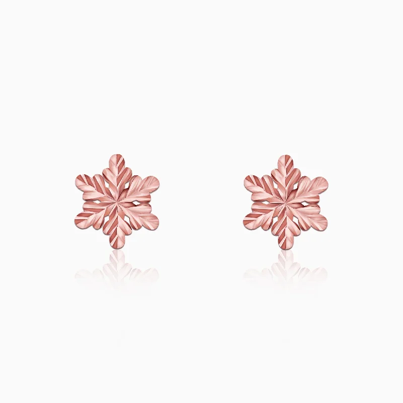 Kids' Plastic Animal - Shaped Stud Earrings in Bright Colors for a Fun and Safe AccessoryRose Gold Snowflake Stud Earrings