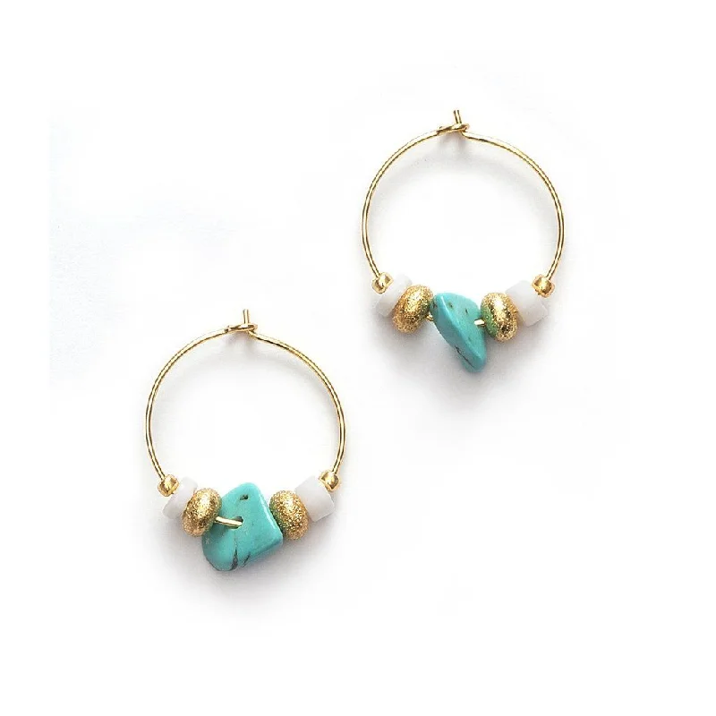 Minimalist hoop earringsSweet Little Things Gold Plated Hoops w. Beads & Turquoise