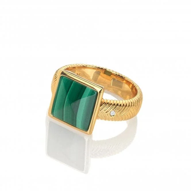 Open - Band Fashion Rings in Sterling Silver with Gemstone InlaysRevive Malachite Ring DR248