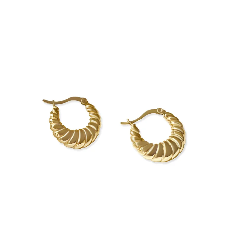 Everyday hoop earringsCroissant 18K Gold Plated Hoops