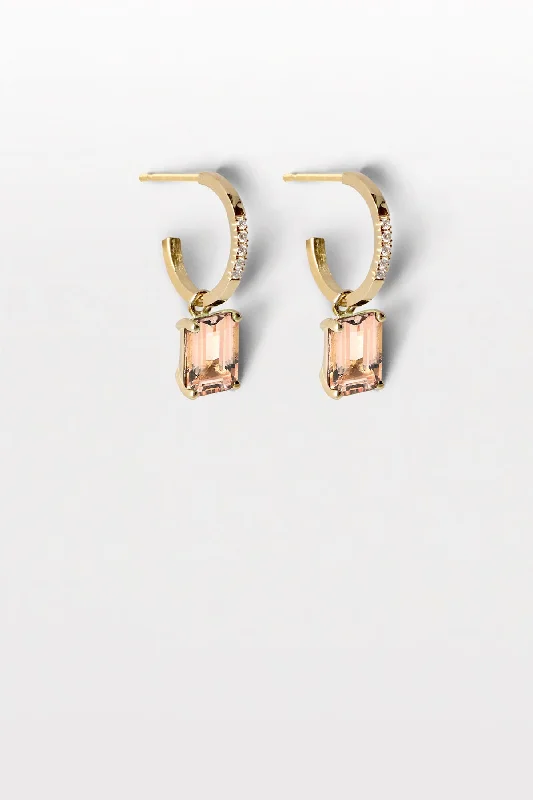 Diamond hoop earringsLustre 14 18K Gold Hoops w. Morganite & Diamonds