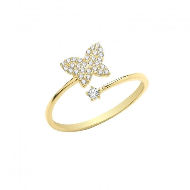 Fashion Rings with Zodiac Symbols in Gold - Filled Metal for a Personalized Touch9ct Yellow Gold Zirconia Butterfly Wrap Ring RN1601