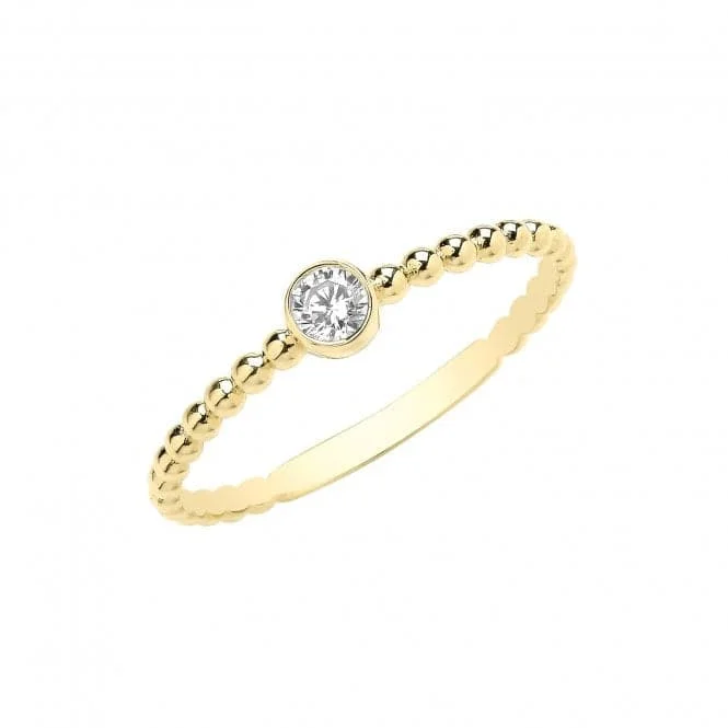 Minimalist Fashion Rings in Stainless Steel with a Single Solitaire Crystal9ct Yellow Gold Single Zirconia Bobble Ring RN959