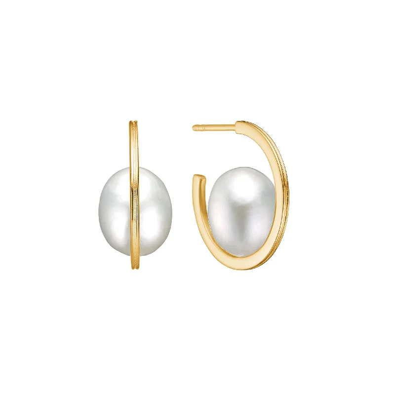 Personalized hoop earringsUnicorn 18K Gold Plated Hoops 2cm w. Baroque Freshwater Pearls