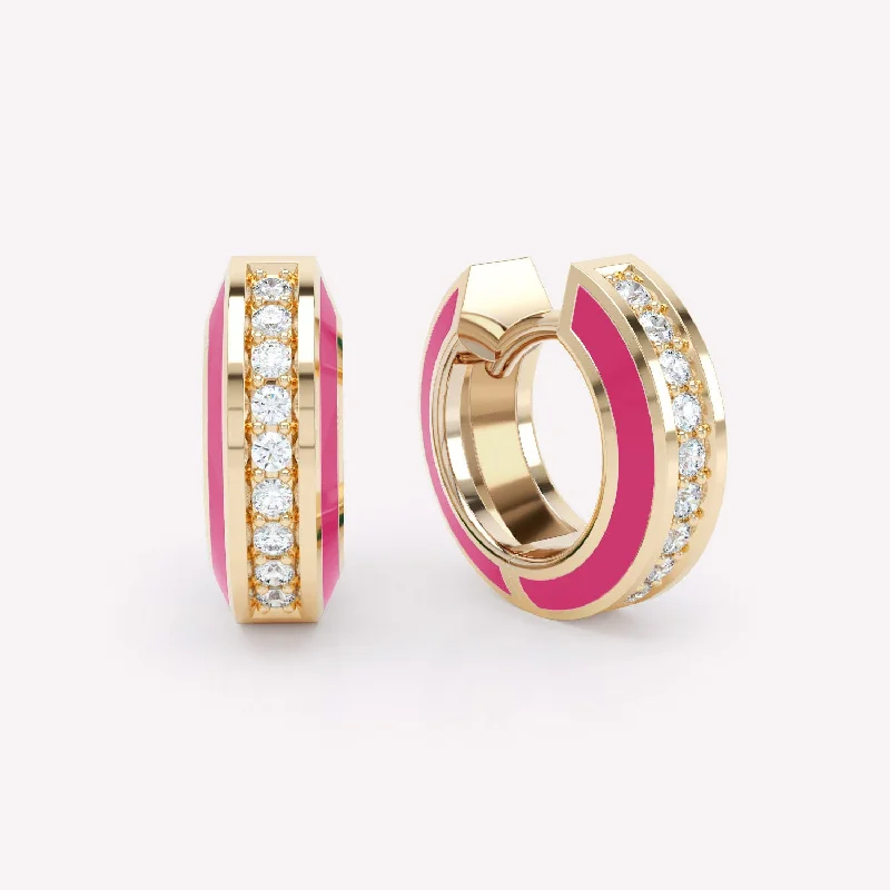 Lightweight hoop earringsEternity Pink 18K Gold Huggies w. Lab-Grown Diamonds