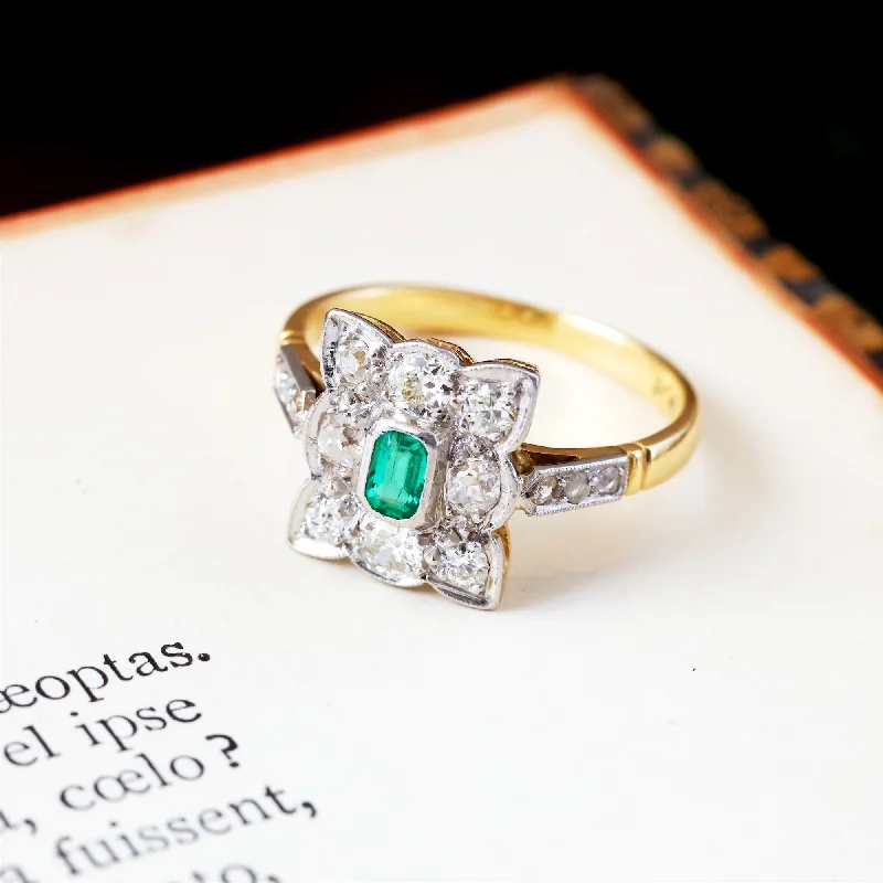 Women's Rings with Birthstones for a Personalized TouchMost Desired Vintage Emerald & Diamond Cluster Ring