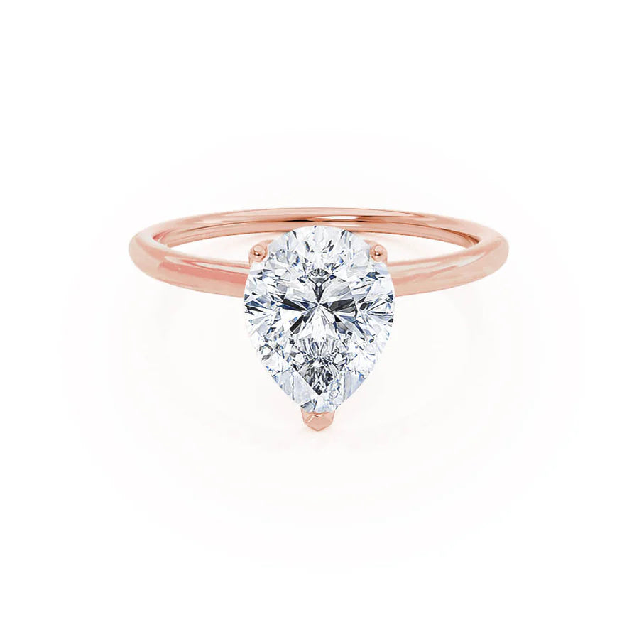 Princess - cut diamond engagement ring with a pavé - set band in platinumLULU - Pear Lab Diamond 18k Rose Gold Petite Solitaire