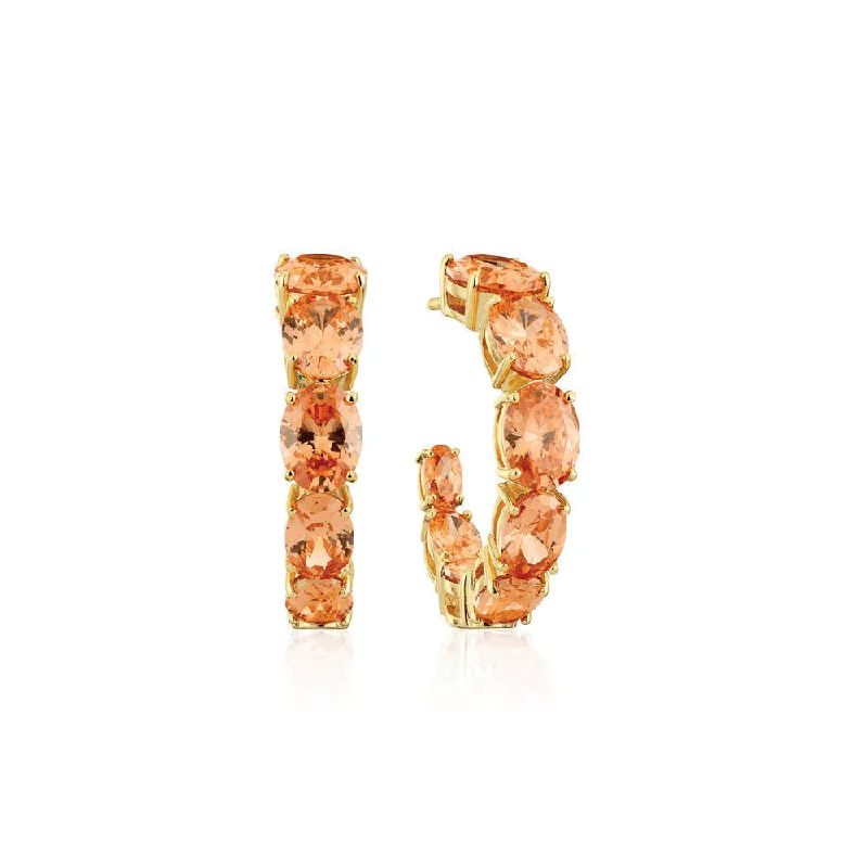 Statement hoop earringsEllisse Creolo 18K Gold Plated Hoops w. Orange Zirconia