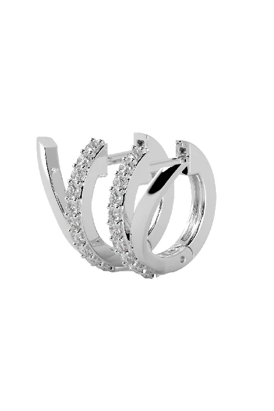 Minimalist hoop earringsV 18K White Gold Hoops w. Lab-Grown Diamonds