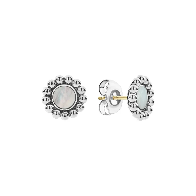 Pearl - Set Minimalist Stud Earrings in White for a Classic and Elegant AppearanceMaya Mother of Pearl Circle Stud Earrings