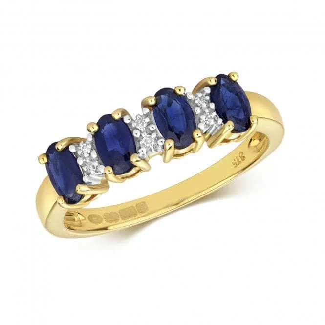 Magnetic Fashion Rings in Stainless Steel with a Modern, Interlocking DesignDiamond & 4 Oval Sapphire Ring RD258S