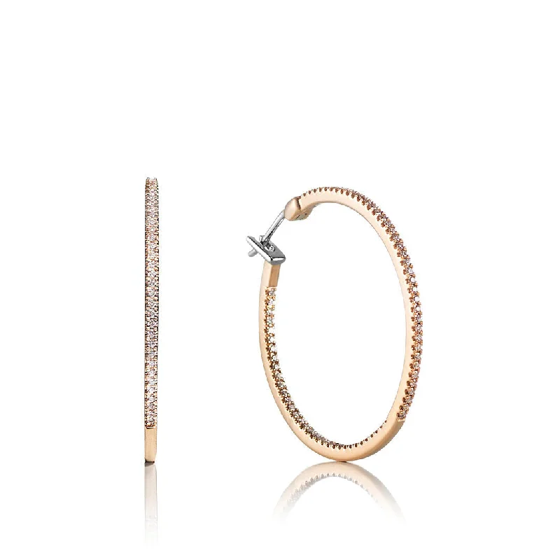 Chunky hoop earringsDiamond Reverse 18K Gold, Rosegold or Whitegold Hoops w. Diamonds