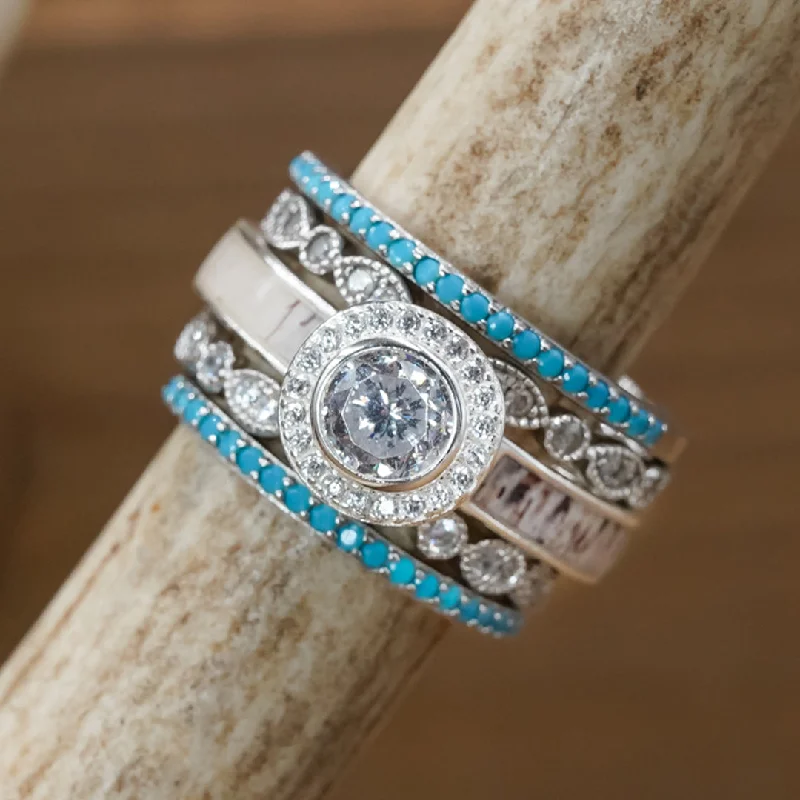 Boho - Style Women's Rings with Turquoise and Leather AccentsThe Wild Sky