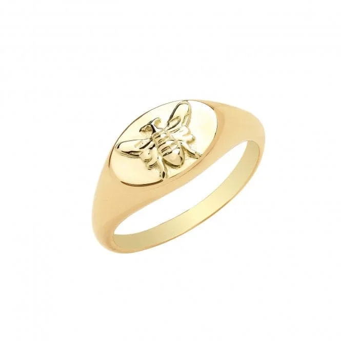 Adjustable Fashion Rings in Leather and Brass with a Tribal - Inspired Design9ct Yellow Gold Bee Signet Ring RN1670