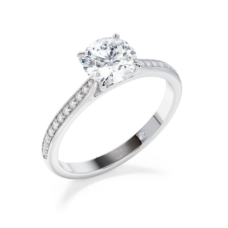 Marquise - cut diamond engagement ring with a split - shank band in platinumLancaster