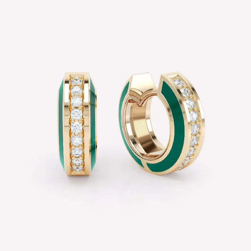 Statement hoop earringsEternity Green 18K Gold Huggies w. Lab-Grown Diamonds