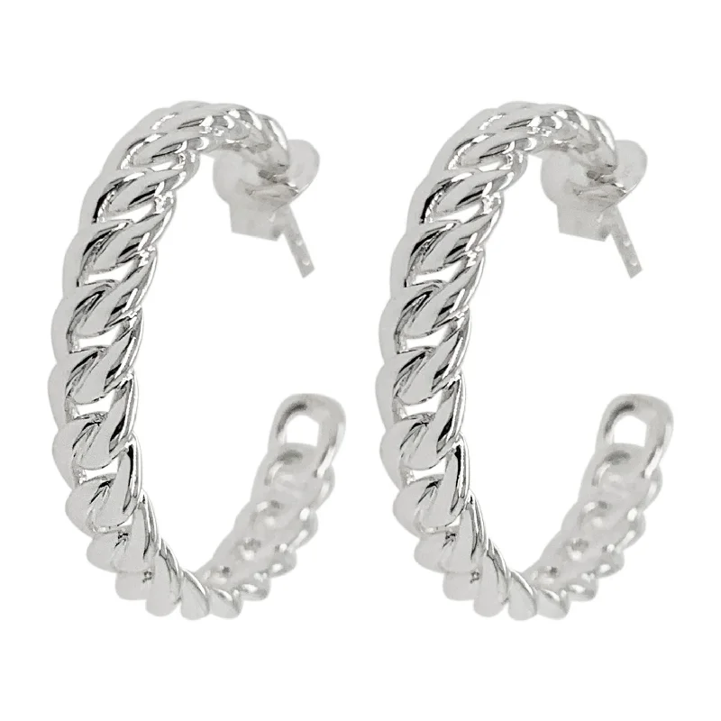 Sterling silver hoop earringsCurb Large Polished Silver Hoops