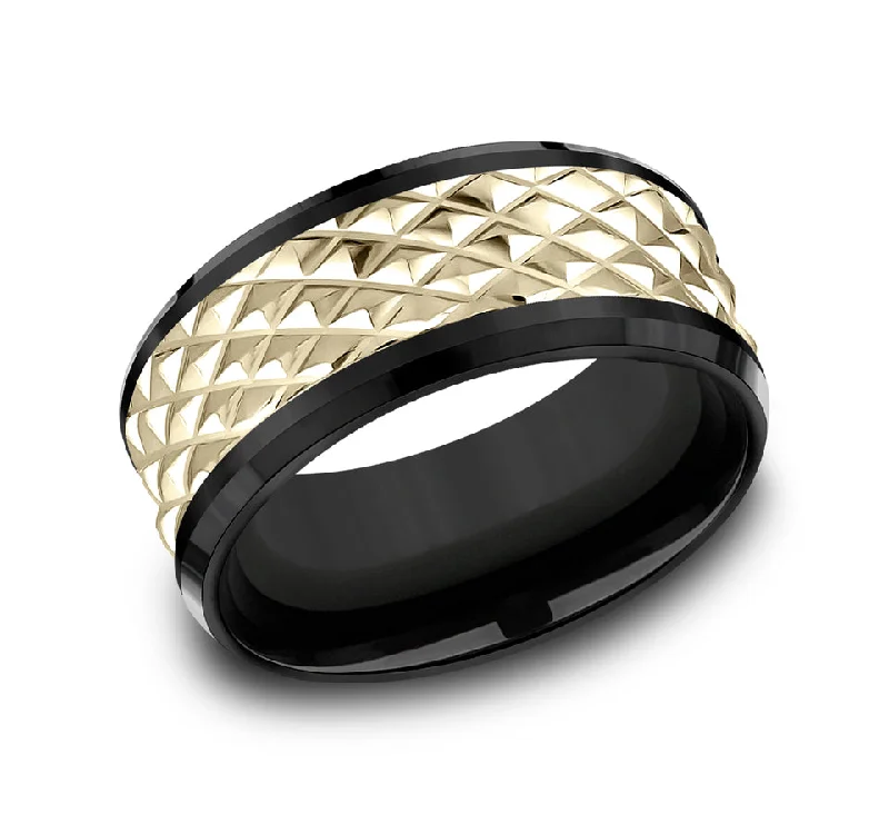 Men's Black Onyx Engagement Rings Set in Titanium for a Modern and Bold LookTHE LUXOR