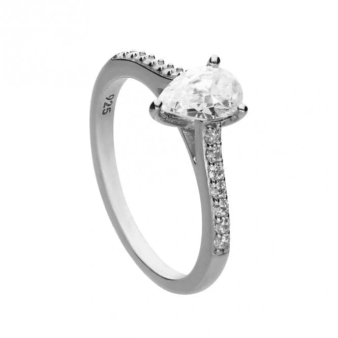 Open - Band Fashion Rings in Sterling Silver with Gemstone InlaysTeardrop Pave Shoulders Ring R3781