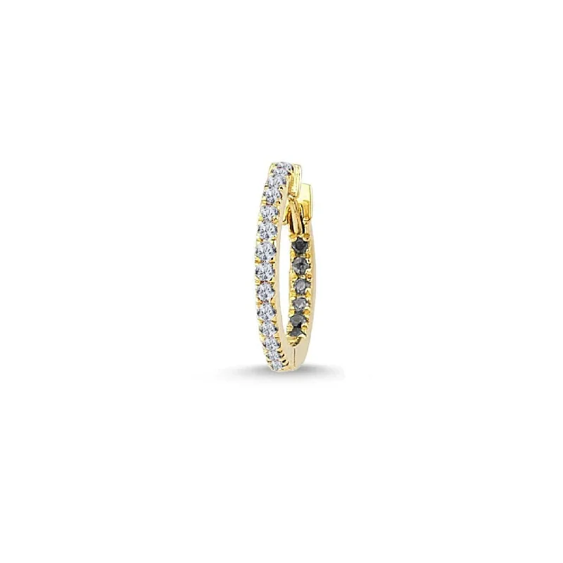 Diamond hoop earringsClaire Huggie - Single - 18K Gold Hoop w. Black & White Diamonds