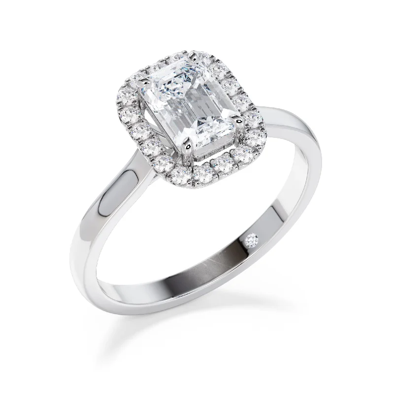 Asscher - cut diamond engagement ring with a pavé - set eternity band in platinumLangham