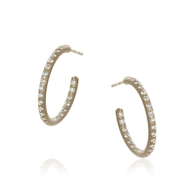 Huggie hoop earringsEsme Galaxy Medium 18K Whitegold Hoops w. Diamonds