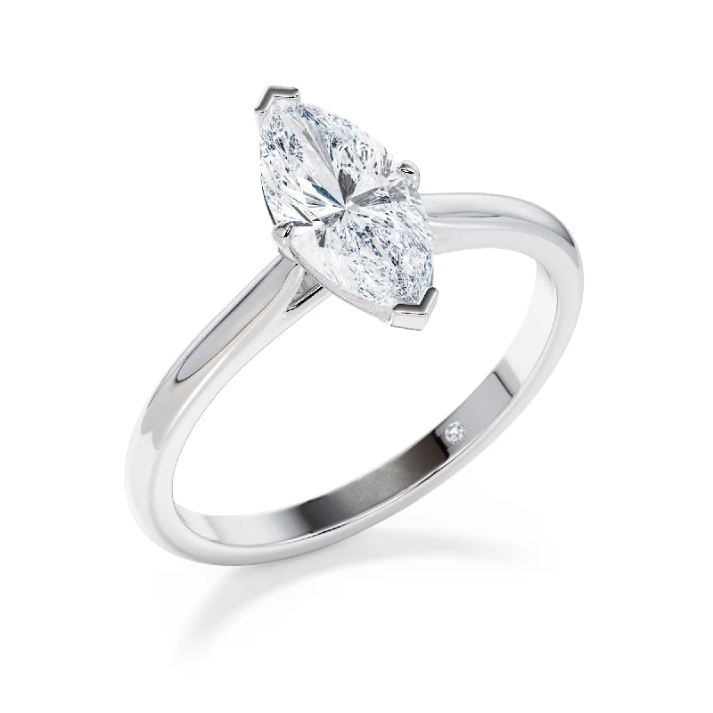 Marquise - cut diamond engagement ring with a split - shank band in platinumWhitehall