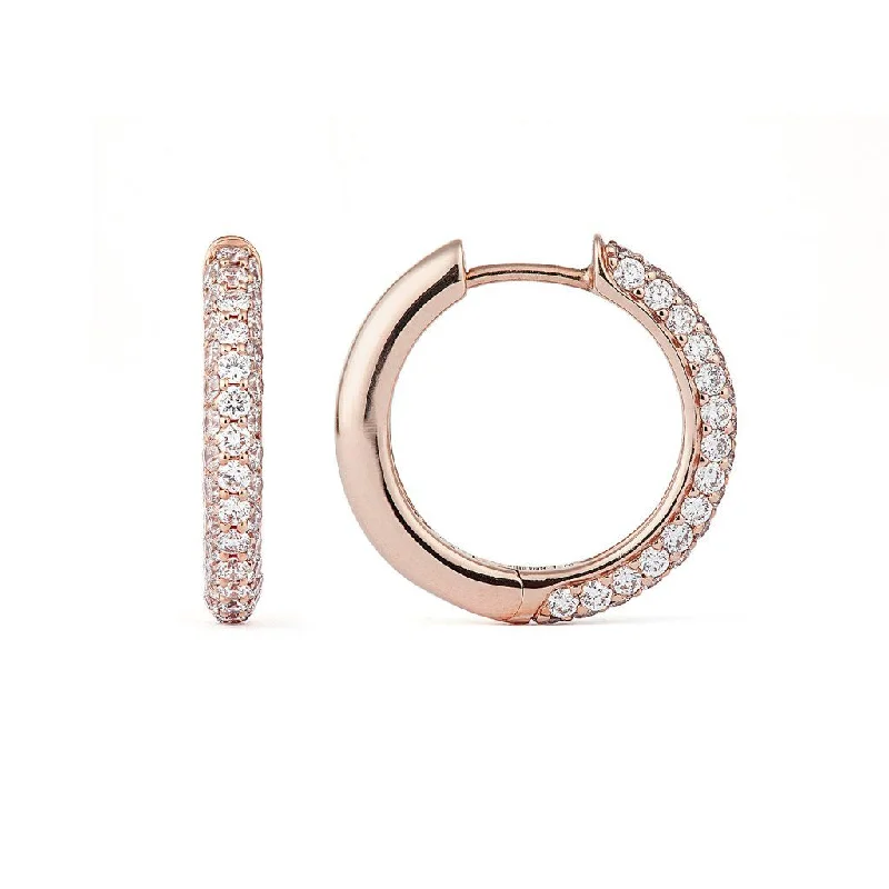 Oval hoop earringsClassic Pavé 18 mm 18K Rosegold Hoops w. Diamonds