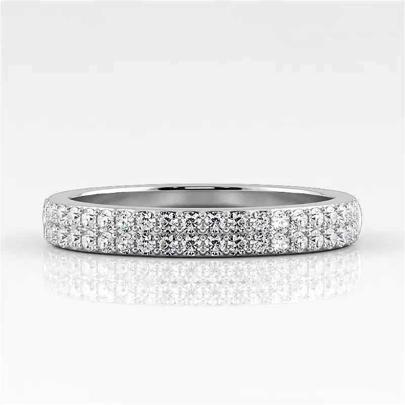 Adjustable Women's Diamond Rings with a Flexible Band for a Comfortable and Custom Fit0.42 ct. Round Diamond Double Row Wedding Band