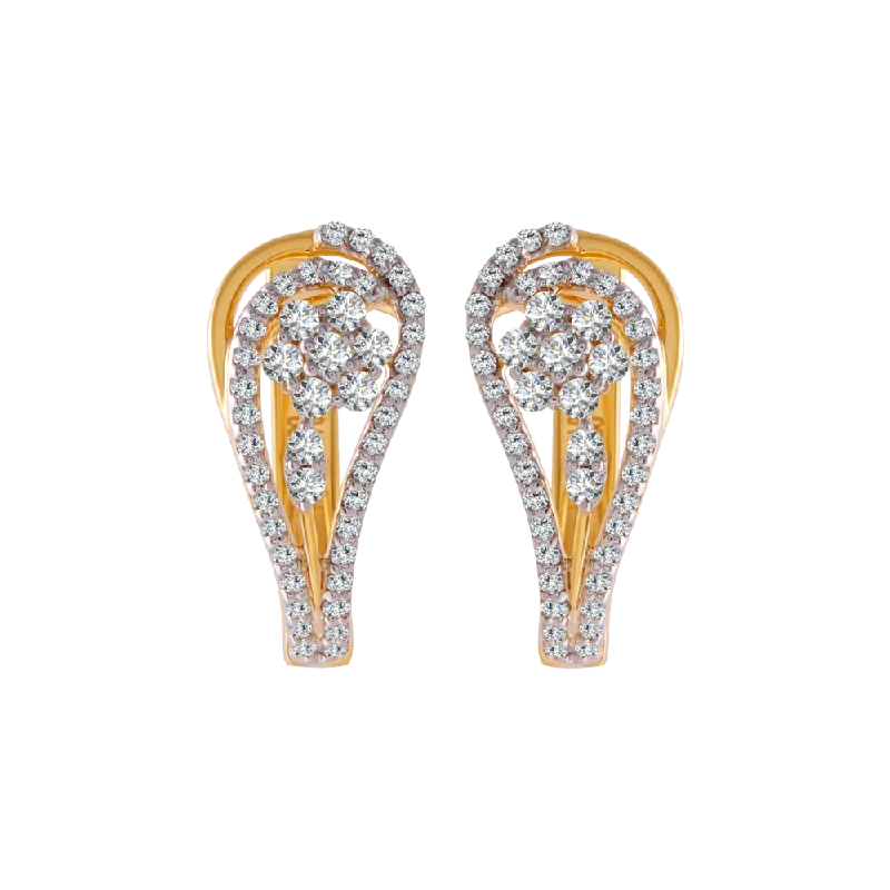 Art Deco - Inspired Women's Diamond Rings with Geometric Designs and Baguette - Cut Diamonds18KT (750) Yellow Gold And Diamond Clip-on Earrings For Women