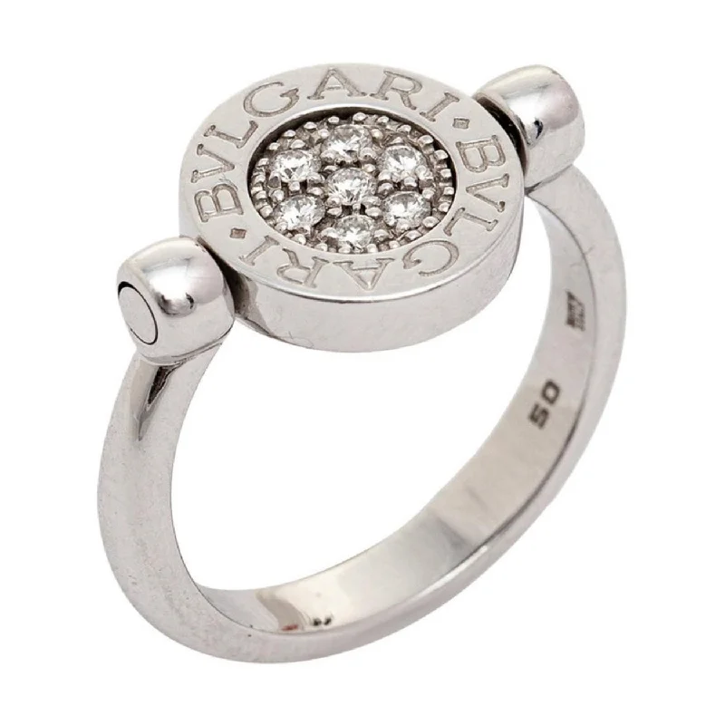 Cluster - Style Women's Diamond Rings with Multiple Small Diamonds Arranged in a Stunning PatternBvlgari Onyx Diamond 18K White Gold Flip Ring 50