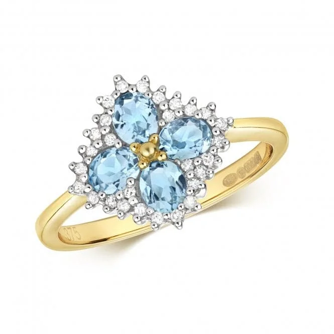 Vintage - Reproduction Fashion Rings in Bronze with Cameo - Style MedallionsDiamond & Blue Topaz Ring RD222BT