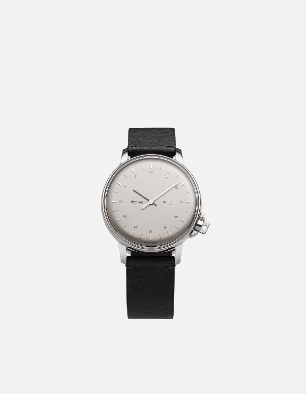 Interlocking Band Women's Rings in White Gold for a Modern DesignM12 Swiss Silver Asphalt Leather